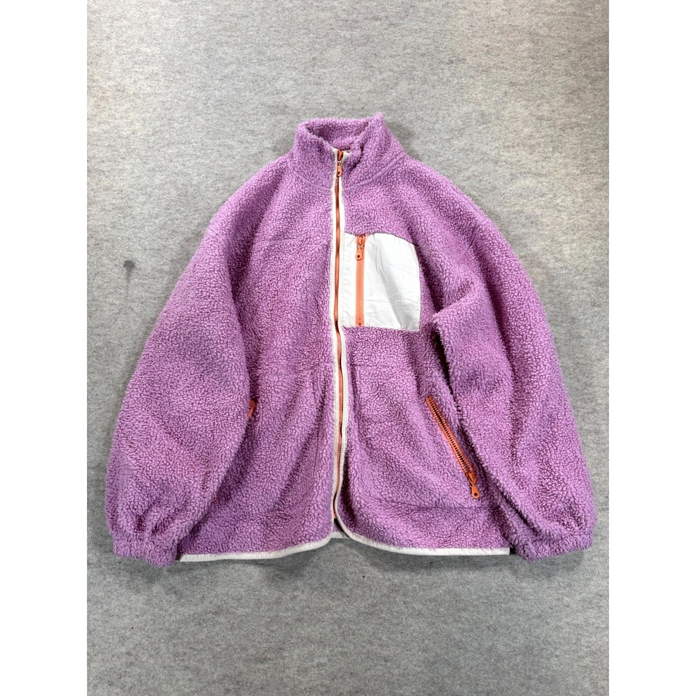 Universal Thread Faux Fur Sherpa Jacket Womens Small Purple Mock Neck Full Zip